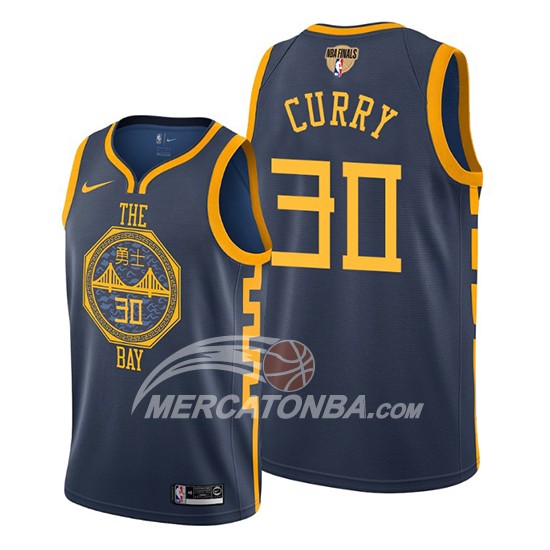 Maglia Golden State Warriors Stephen Curry 2019 Blu